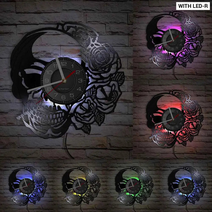 Skull Heads Vinyl Record Wall Clock