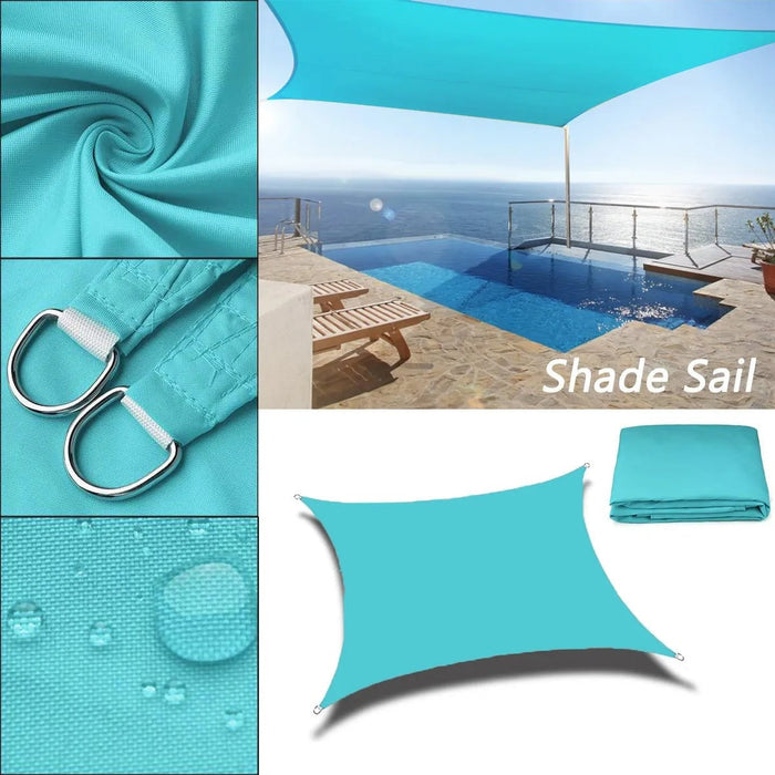 Waterproof Skyblue Square Rectangle Shade Sail Garden Terrace Canopy Swimming Sun Shade Sail Awning 420D