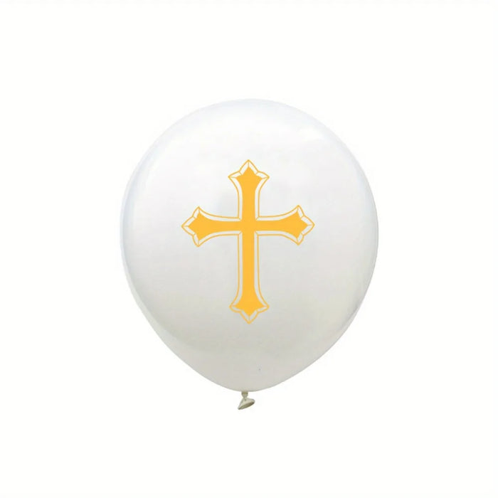 128Pcs First Communion And Baptism Party Decoration Kit Cross Foil Balloons Are Used To Celebrate The First Communion With God