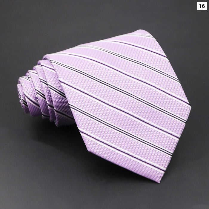 Purple Striped Necktie For Business Weddings And Daily Wear