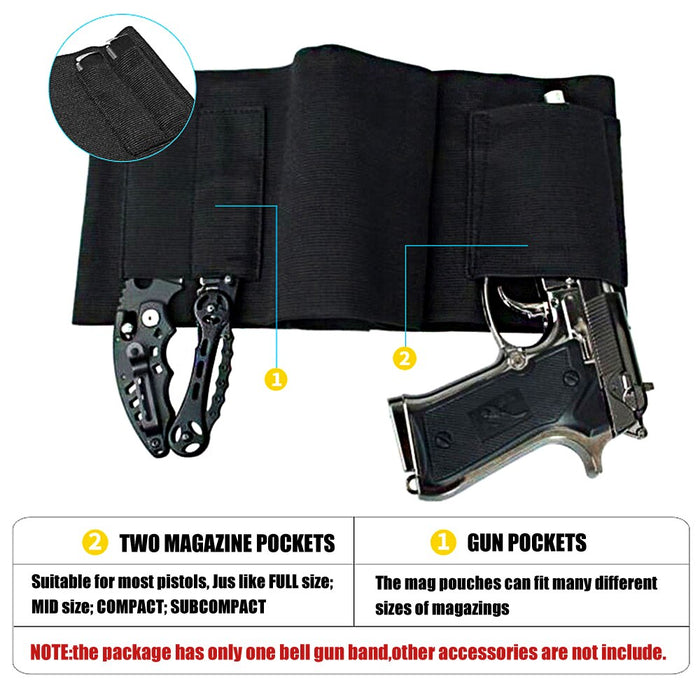 Elastic Concealed Waist Right Handed Tactical Carry Belt Fits Conceals All Subcompact