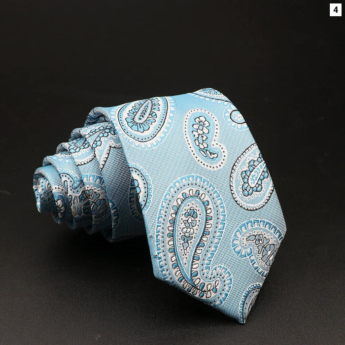 Floral Paisley Jacquard Necktie Red Blue For Mens Suits