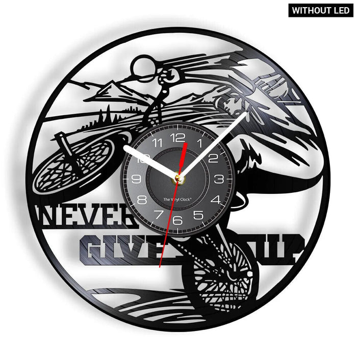 Never Give Up Cycling Vinyl Clock