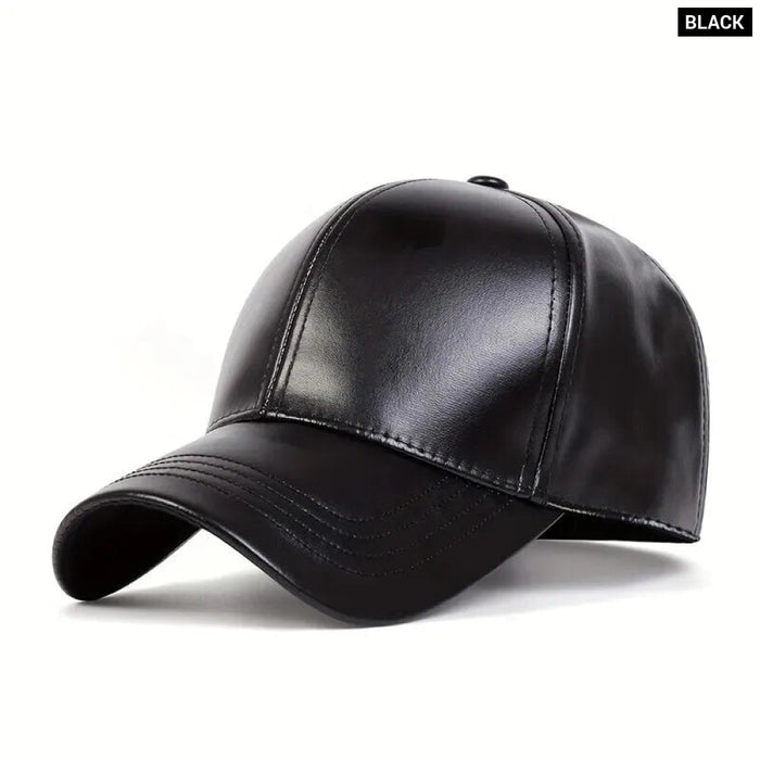 Adjustable Pu Leather Baseball Cap / Hat For Outdoor Wear