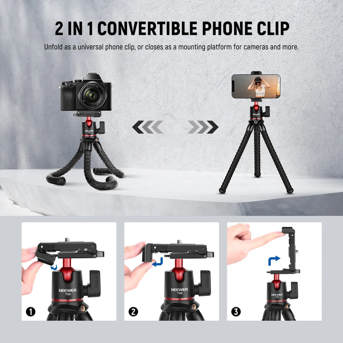 Flexible Mini Tripod Stand For Action Cameras And Phones Compatible With Hero 12 11 10 9 Vlogging And Iphone Mount Adapter Included