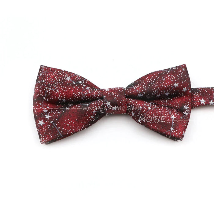 Floral Bowtie For Men Red Polyester Wedding Party Accessory