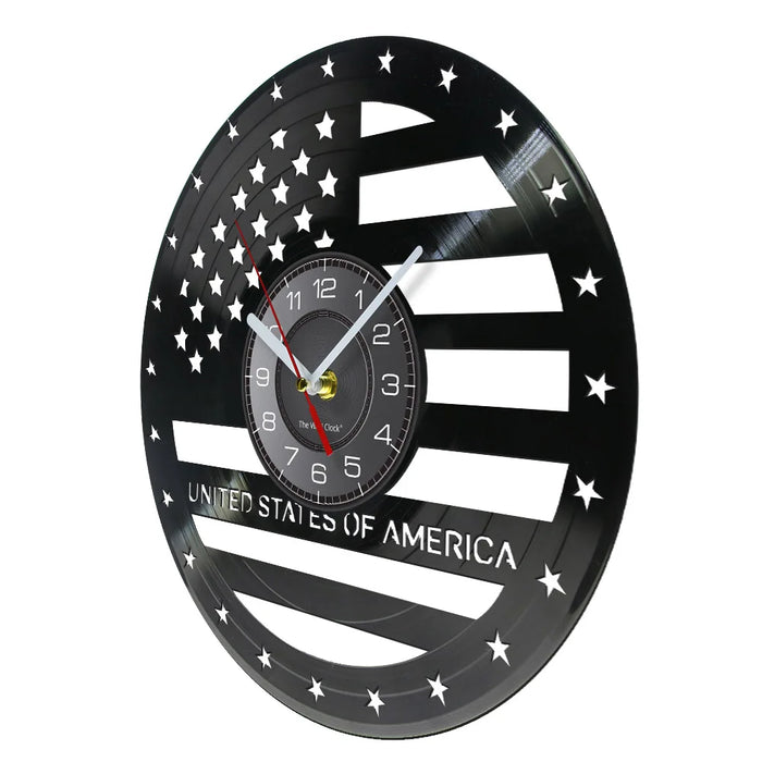 Usa Flag Vinyl Record Clock