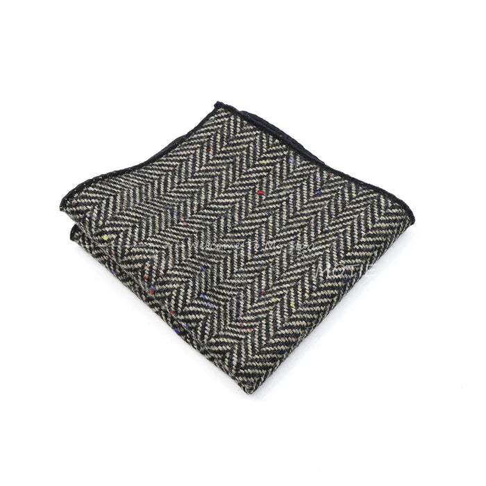 Classic Plaid Striped Pocket Square Mens Wool Handkerchief In Brown Grey For Weddings And Gifts