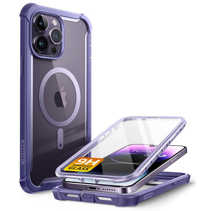 For iPhone 14 Pro Case 6.1” Ares Mag Dual Layer Rugged Bumper Case with Built-in Tempered Glass Screen Protector