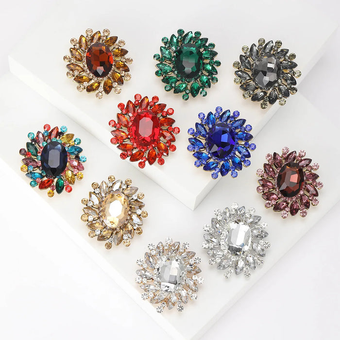 Luxury Women Brooch 10 Colour Crystal Pin For Party Clothing