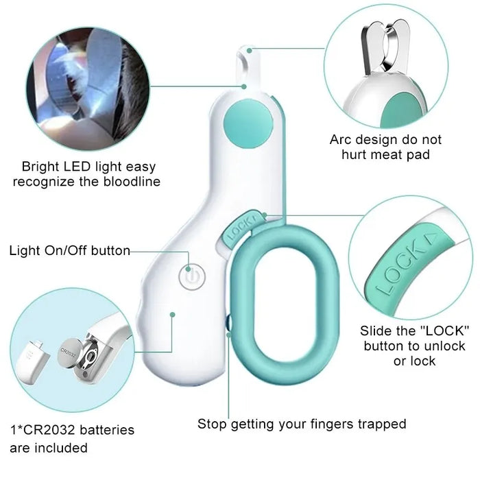 Led Pet Nail Clipper With Safety Lock