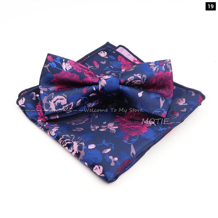 Gracefully Polyester Handkerchief Set Purple Blue Floral Butterfly For Parties And Gifts