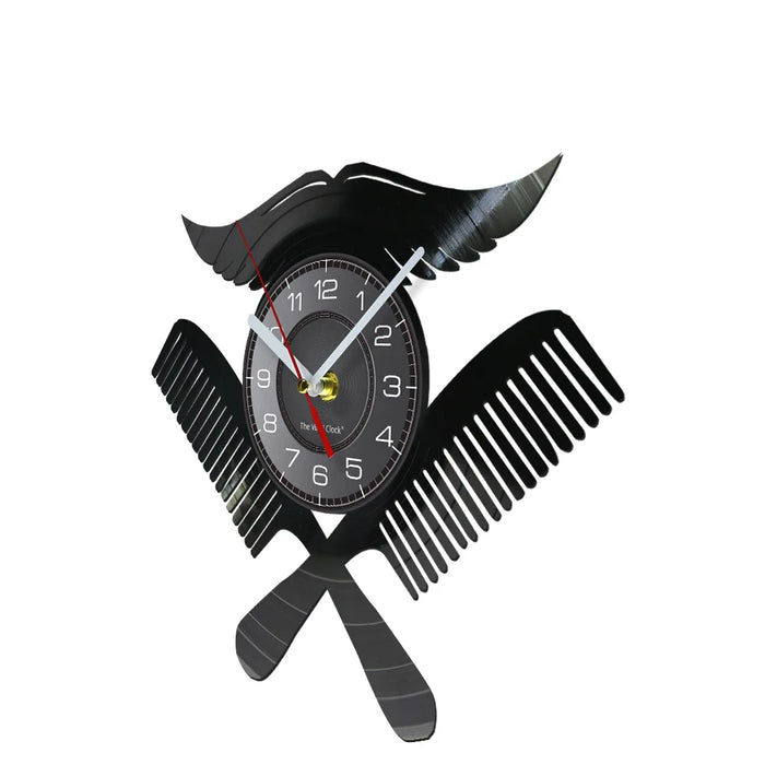 Barber Shop Vinyl Record Clock