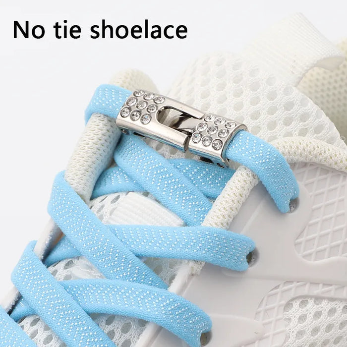 Elastic Sneakers Diamond Cross Locks Without Ties Shoe Laces For Kids & Adults Shoes 8Mm Width