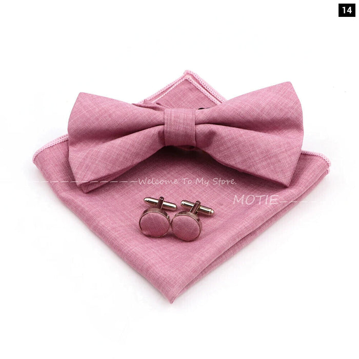 Design Cotton Handkerchief Set Adult And Kids Butterfly Bowtie Cufflink Brooch Party Suit Accessories