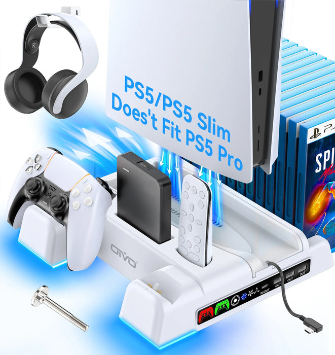 Ps5/Ps5 Slim Cooling Station Led Light Usb Hub