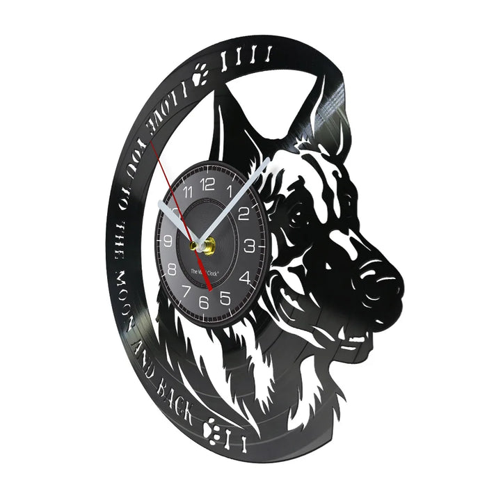 German Shepherd Vinyl Record Wall Clock