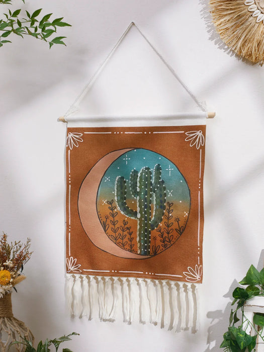 Boho Macrame Cactus Tapestry For Home Decor