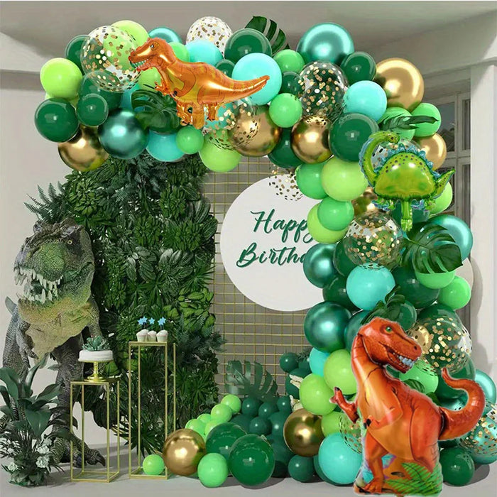 154 Pcs Jungle Animal Themed Balloon Decorations Tyrannosaurus Rex Birthday Outdoor Scene Decoration Anniversary Commemoration