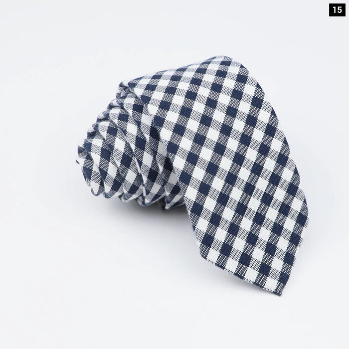 Mens Soft Cotton Striped Plaid Tie Blue Pink Business Wedding Accessory