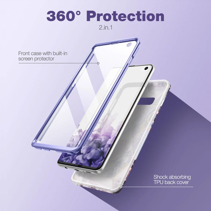 Samsung S10 Case 6.1 Geometric Marble Shockproof Cover With Screen Protector