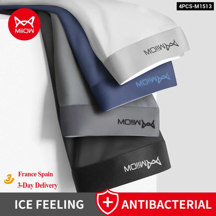 4 Piece Antibacterial Ice Silk Boxer Shorts For Men