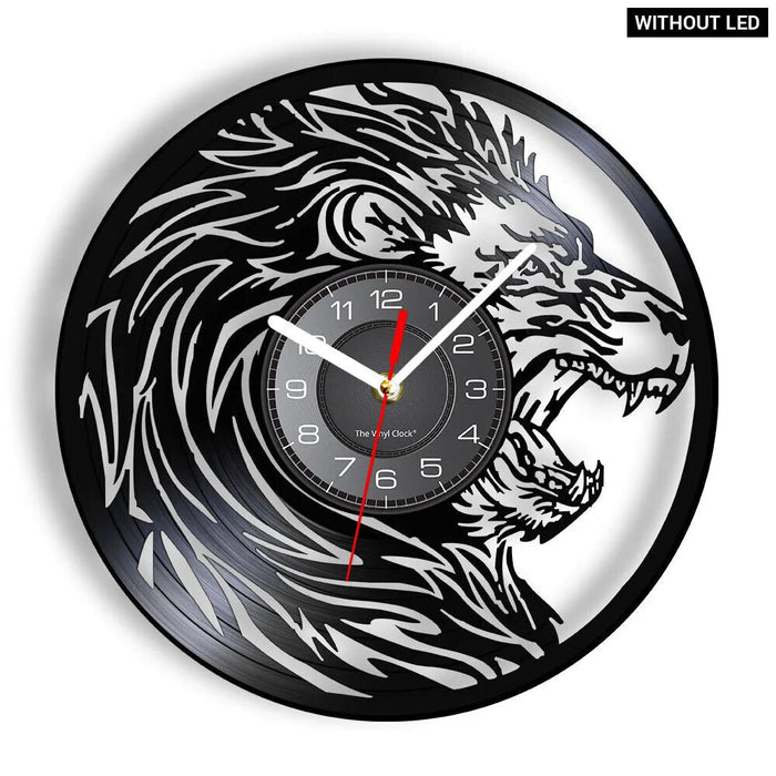 Handmade African Lion Vinyl Record Wall Clock