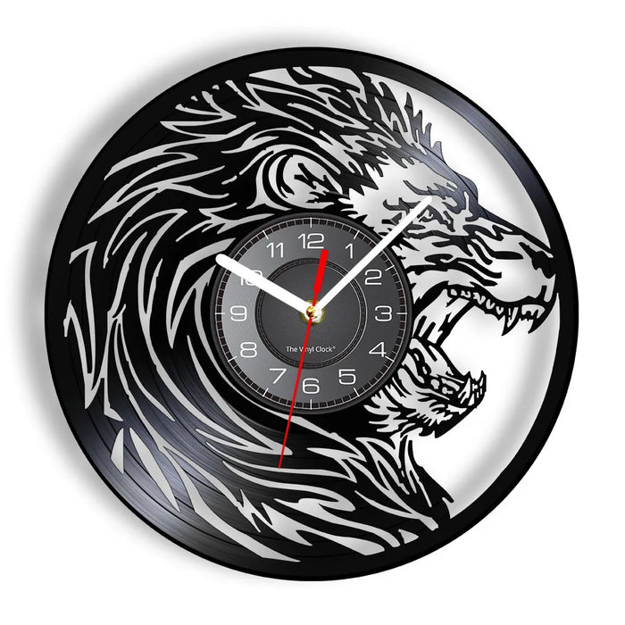 Handmade African Lion Vinyl Record Wall Clock