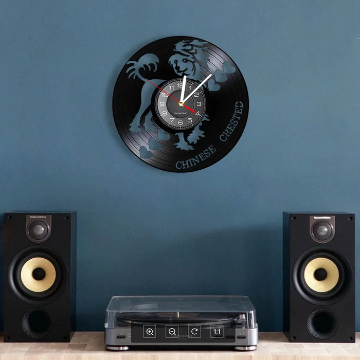 Chic Chinese Crested Dog Wall Clock