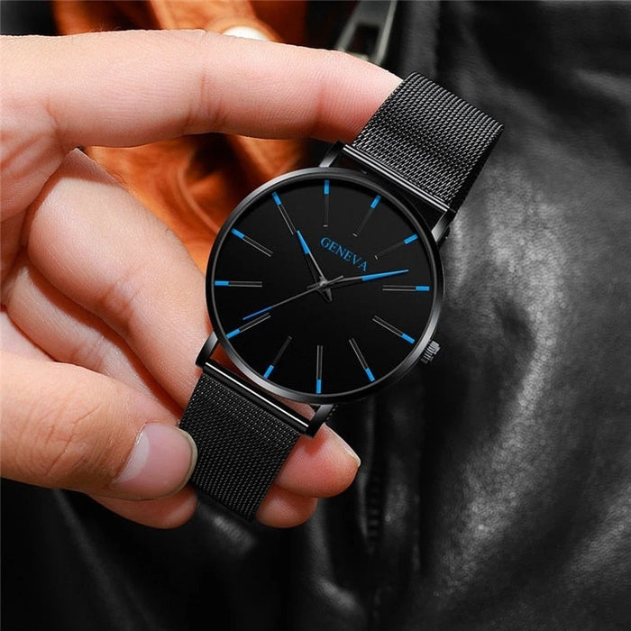 Minimalist Mens Fashion Ultra Thin Watches Simple Men Business Stainless Steel Mesh Belt Quartz Wrist Watch