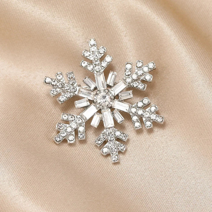 Crystal Snowflake Lapel Pin Rhinestone Brooch For Men And Women