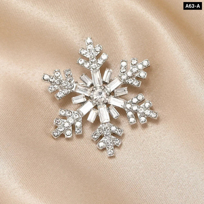 Crystal Snowflake Lapel Pin Rhinestone Brooch For Men And Women