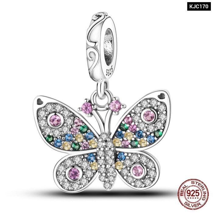 Fit Pandora 925 Original Bracelet 925 Sterling Silver Flower Bird Series Charms Beads For Women DIY Jewelrys Making