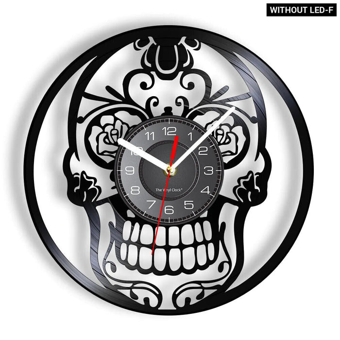 Skull Heads Vinyl Record Wall Clock