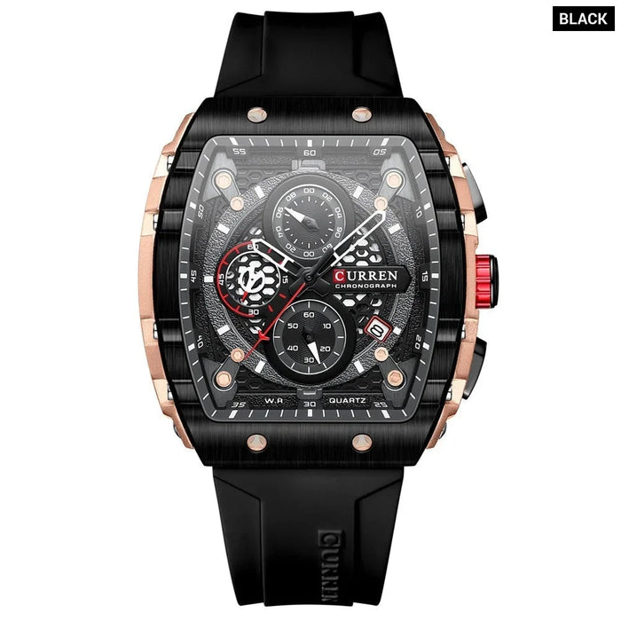 Fashion Sports Watches With Large Dial Unique Rectangular Hollow Design Quartz Wristwatches With Chrongraph Auto Date