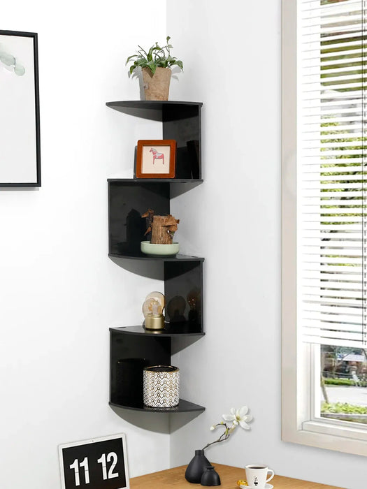 5 Tier Wooden Corner Shelf For Home Organization