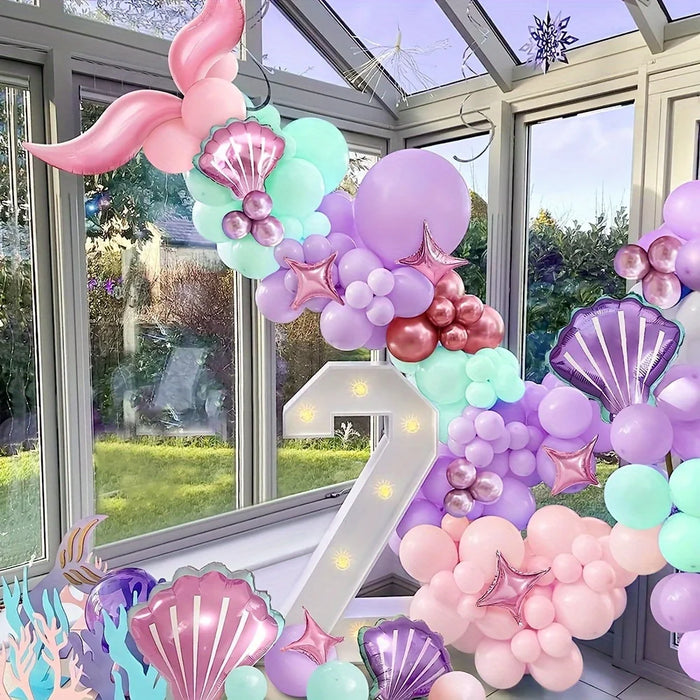 120Pcs Pink Mermaid Balloon Garland Arch Set Wedding Birthday Party Anniversary Graduation Decoration