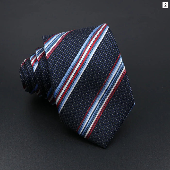 Mens Striped Tie 7Cm Luxury Jacquard Necktie For Business Wedding And Daily Wear