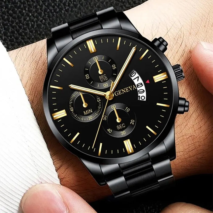 Stainless Steel Mens Luxury Watch With Calendar Business Quartz Wristwatch For Men