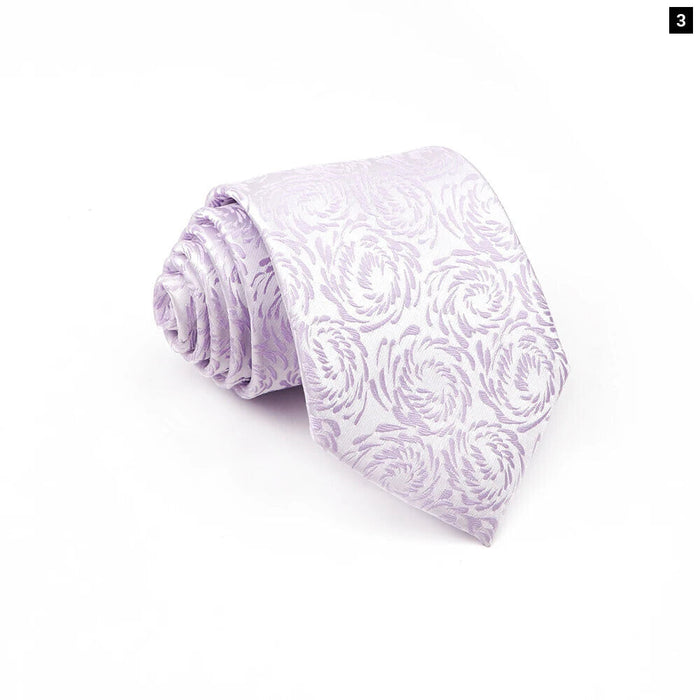 Classic Purple Striped Neckties 8Cm Plaid Floral Tie For Business And Weddings