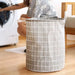 Large Foldable Plaid Fabric Laundry Basket