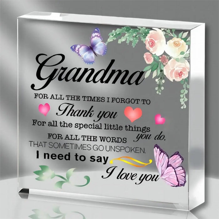 Floral Acrylic Desktop Thank You Plaque