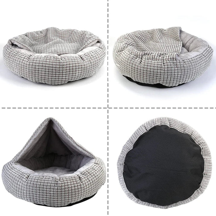 Cozy Dog Bed Hooded Fluffy Orthopedic Round Donut Pet Cuddler