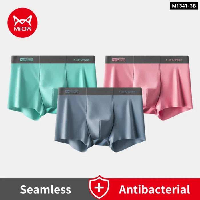 Pack Of 3 Silky Cotton Mens Boxer Briefs Antibacterial