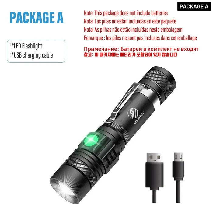 Multi Function USB Charger High Power Zoomable Waterproof  Flashlights Torch With T6 LED Lamp