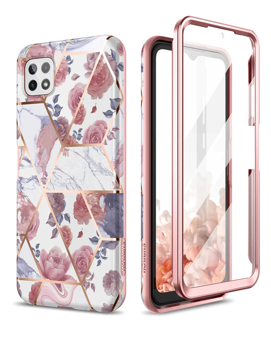 Shockproof Marble Case For Samsung Galaxy A22 With Screen Protector