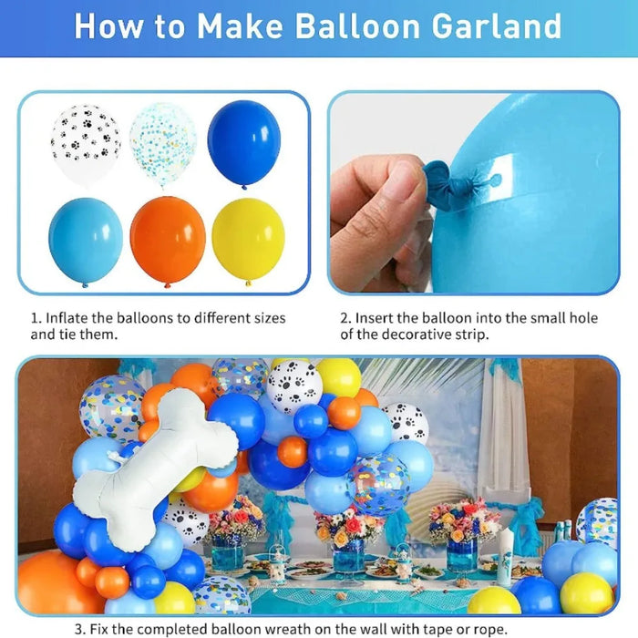 105Pcs Cartoon Dog Claw Print Balloon Arch Set Happy Birthday Bath Blue Red Ni Blue Bone Party Balloon Decoration Party Needs