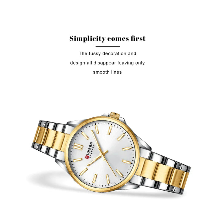 Simple Elegant Stainless Steel Quartz Wristwatches With Luminous Hands For Women