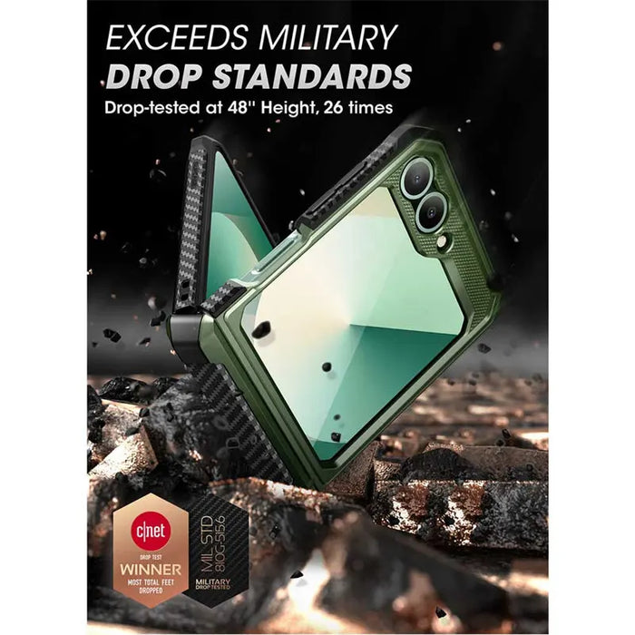 For Samsung Galaxy Z Flip 6/5 Hinge Protection Dual Layer Rugged Protective Case With Holster & Kickstand