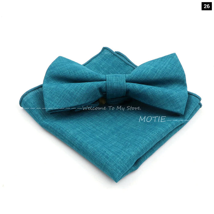 Classic Bowtie Set With Handkerchief Cufflink And Brooch